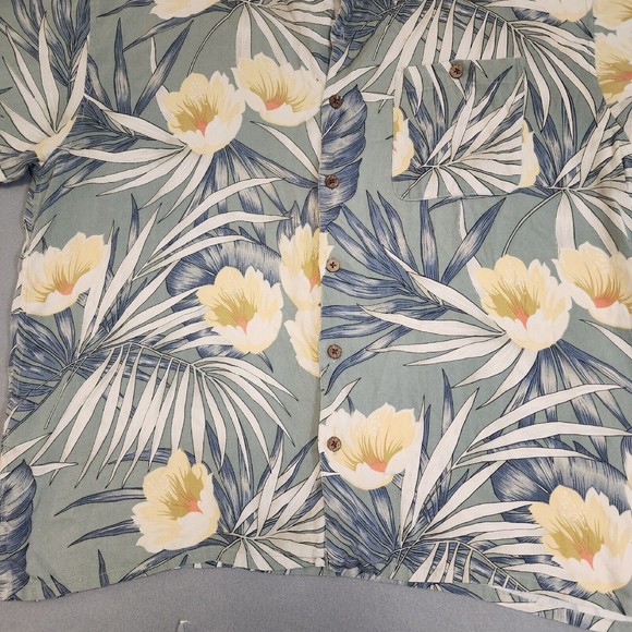 Workers for Freedom Men's Shirt 2XL Blue 100% Silk Shirt Floral Hawaiian - Picture 5 of 15